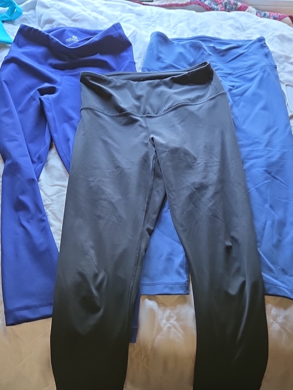3 Pair 90 Degree By Reflex Women's  Joggers, Leggings - Black and Blue Sm